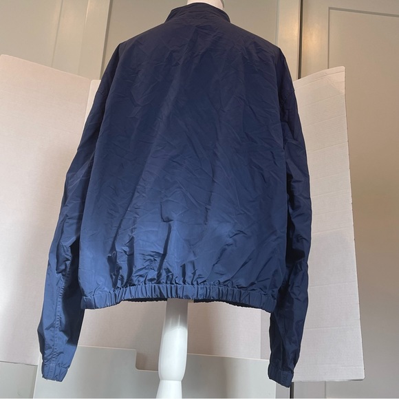 J Crew Lightweight Windbreaker Blue Nylon Jacket with Racing Stripes - Picture 2 of 7
